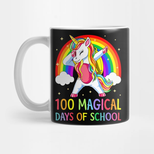 Happy 100th Day Of School Unicorn 100 Magical Days Rainbow by Cristian Torres